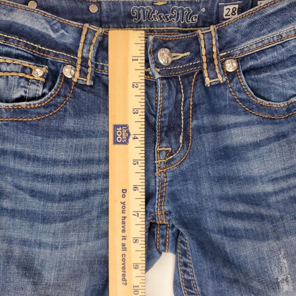 Miss Me Jeans Size 28x27 Rhinestone Cropped Ankle Capri Boot Cut Womens Pants - Picture 4 of 10
